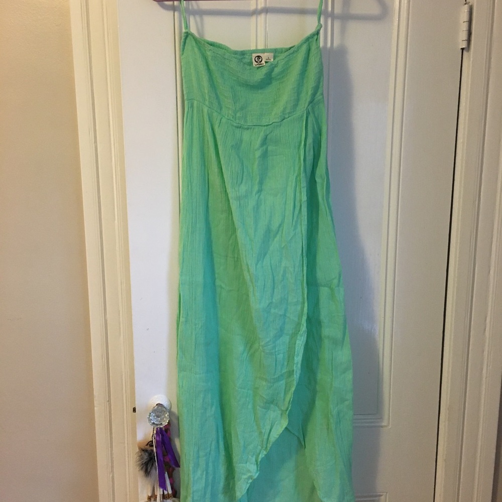 Not available: Green gauze coverup, strapless
